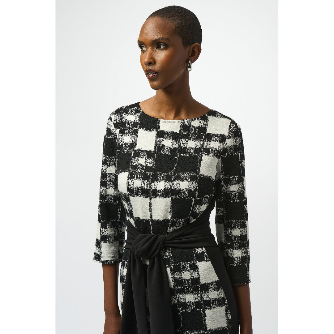 Robe fourreau à imprimé écossais en pull jacquard