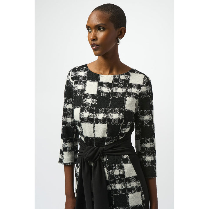 Robe fourreau à imprimé écossais en pull jacquard