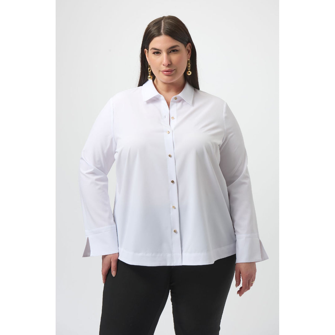Chemisier carré boutonné en popeline extensible