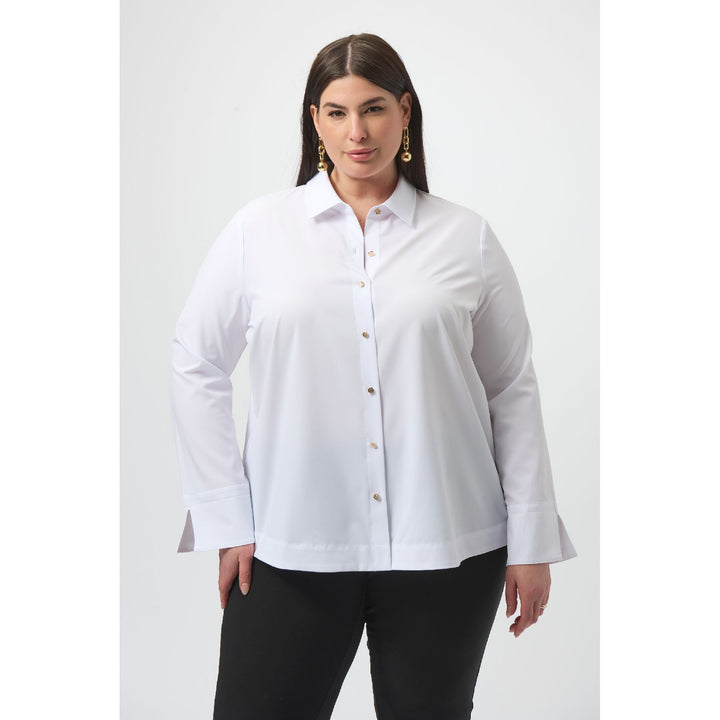 Chemisier carré boutonné en popeline extensible