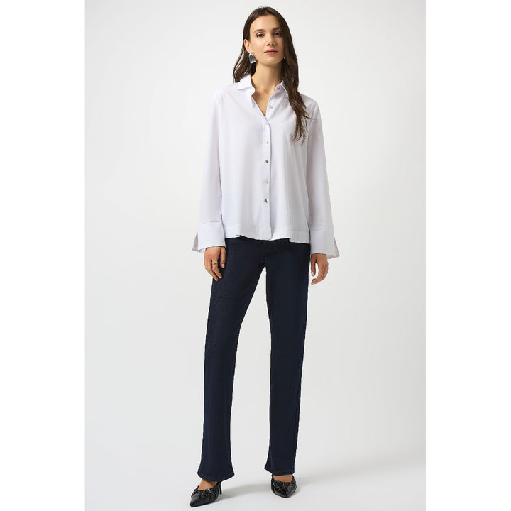 Chemisier carré boutonné en popeline extensible
