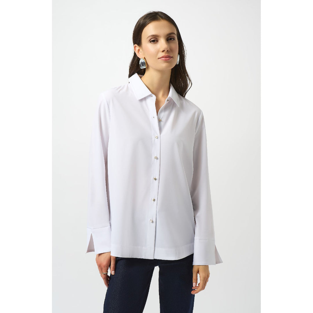 Chemisier carré boutonné en popeline extensible