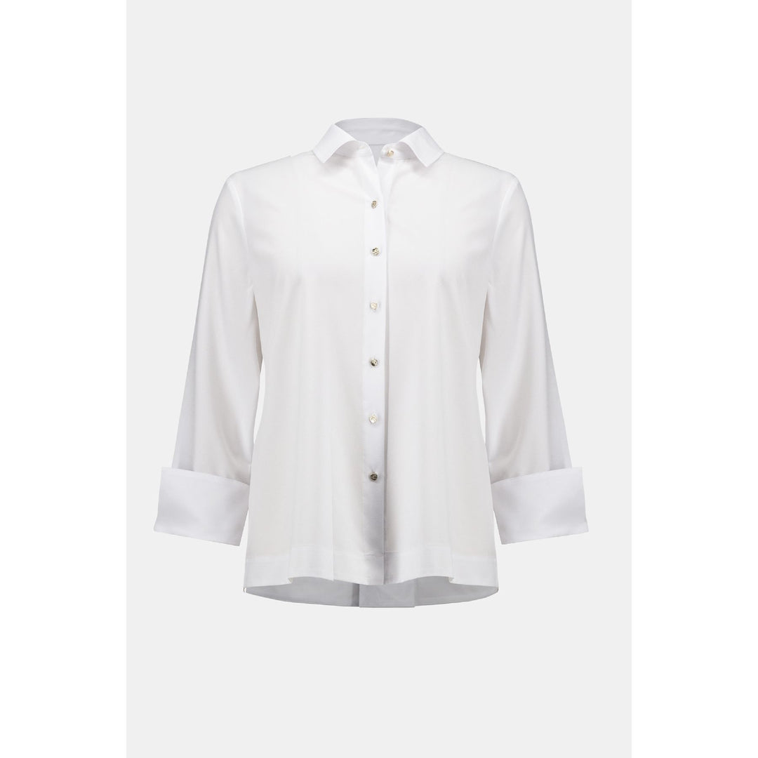 Chemisier carré boutonné en popeline extensible