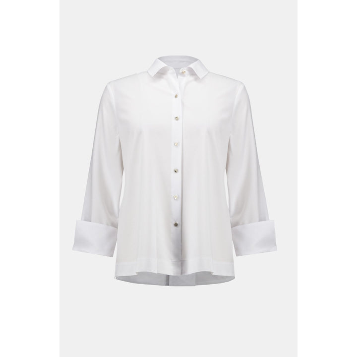 Chemisier carré boutonné en popeline extensible