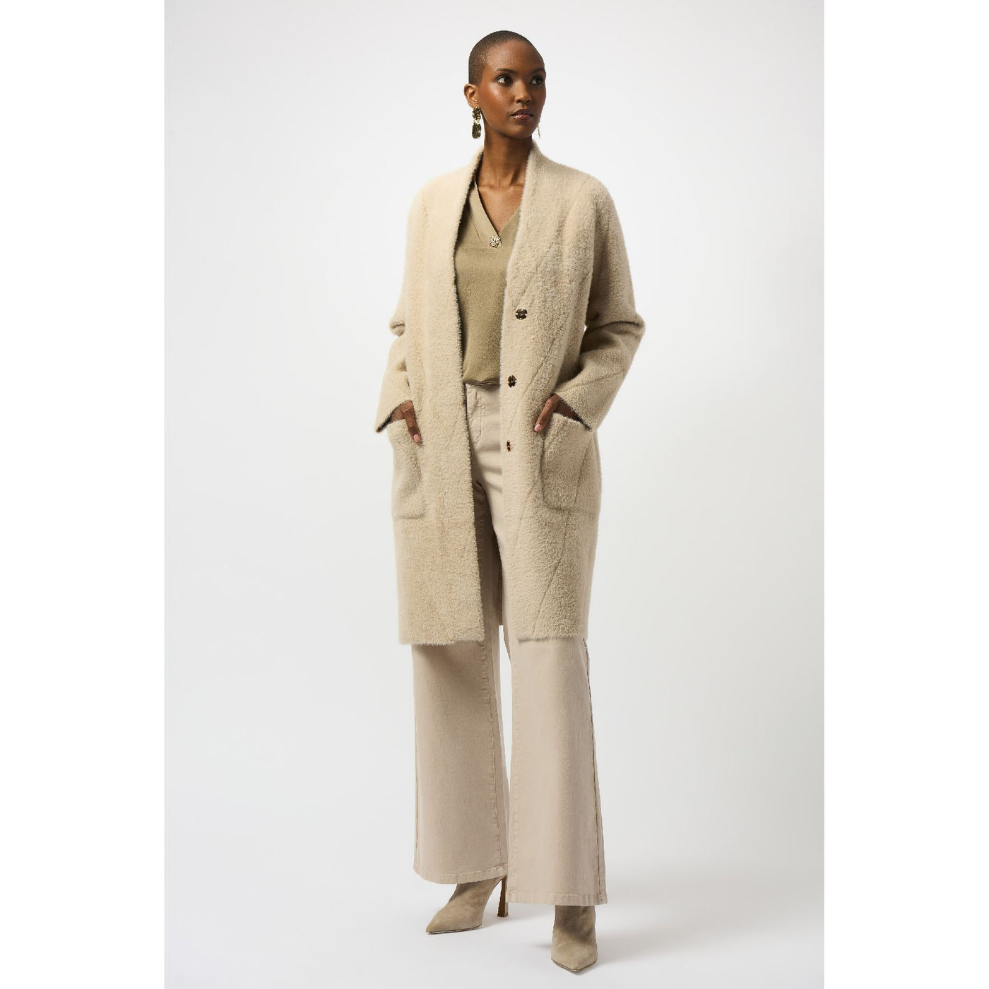 Feather Yarn Sweater Knit Coat