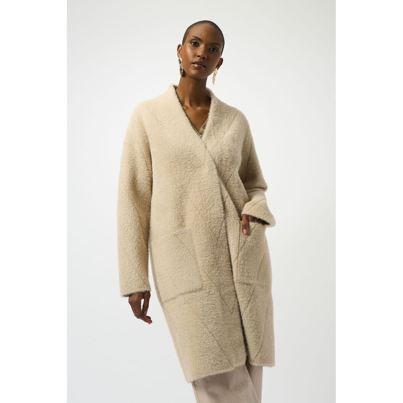 Feather Yarn Sweater Knit Coat