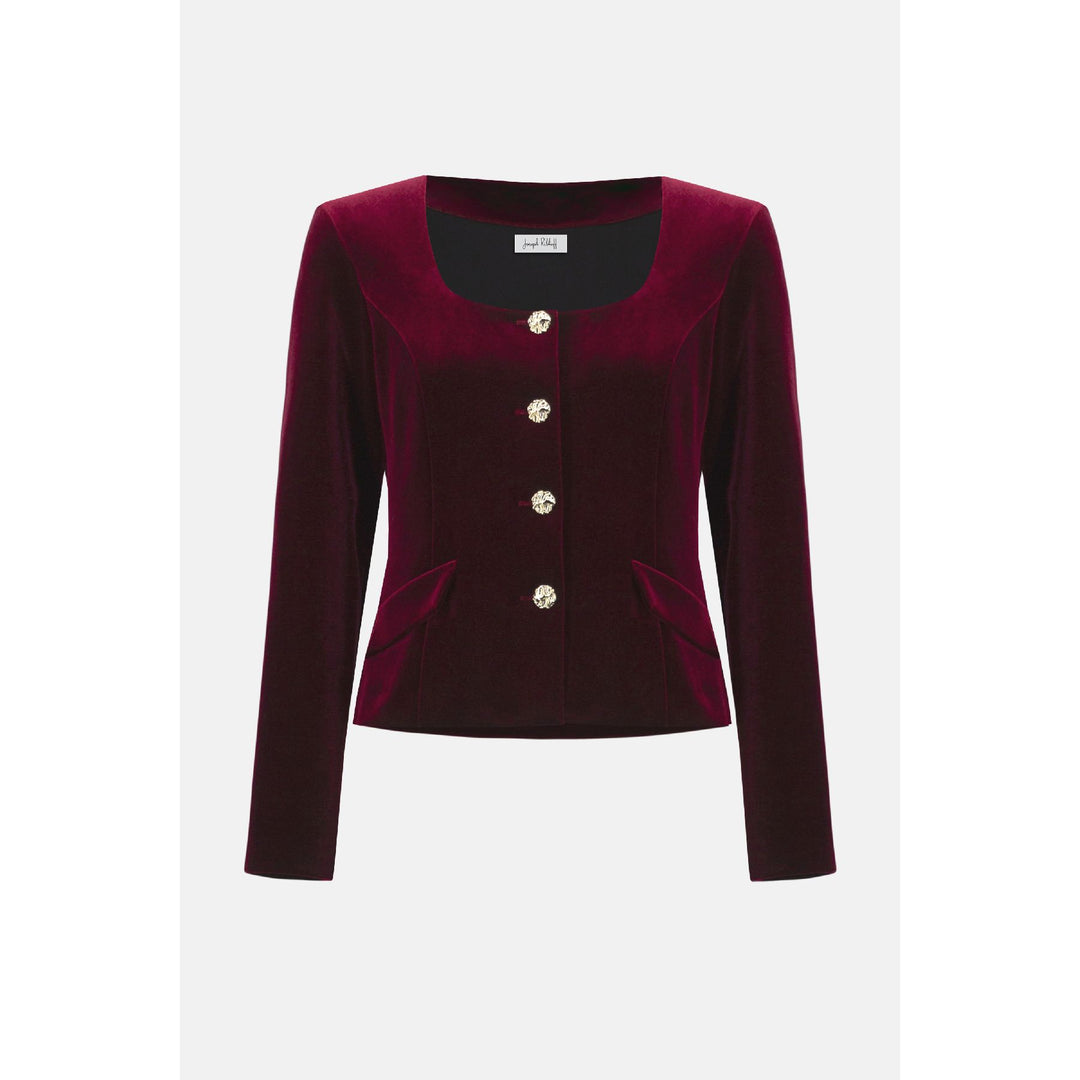 Velvet Square Neck Fitted Blazer