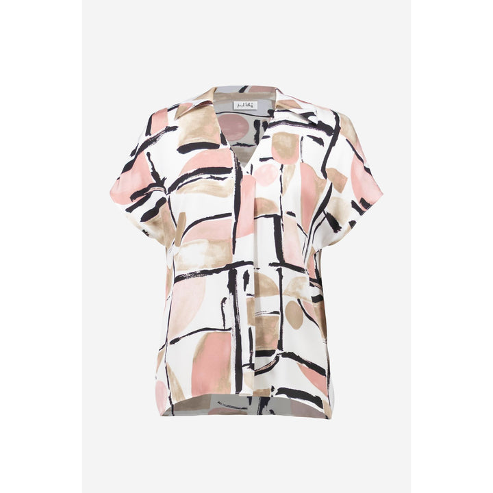 Recycled Satin Abstract Print Boxy Top With V-neckline