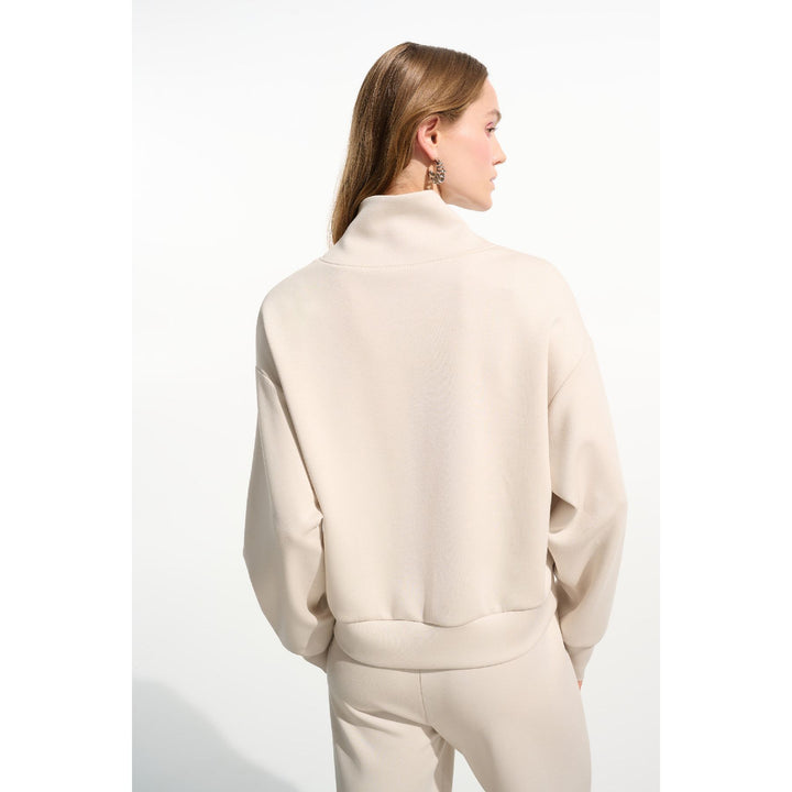 Scuba Jersey Boxy Sweatshirt w/ High Collar + Front Zipper