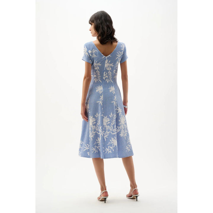 Woven Seersucker Floral Print Fit and Flare Dress