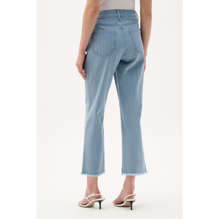 Cotton Denim Stripe Print Straight Jean