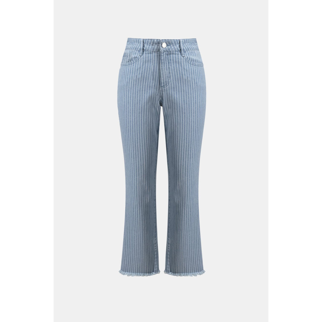 Cotton Denim Stripe Print Straight Jean