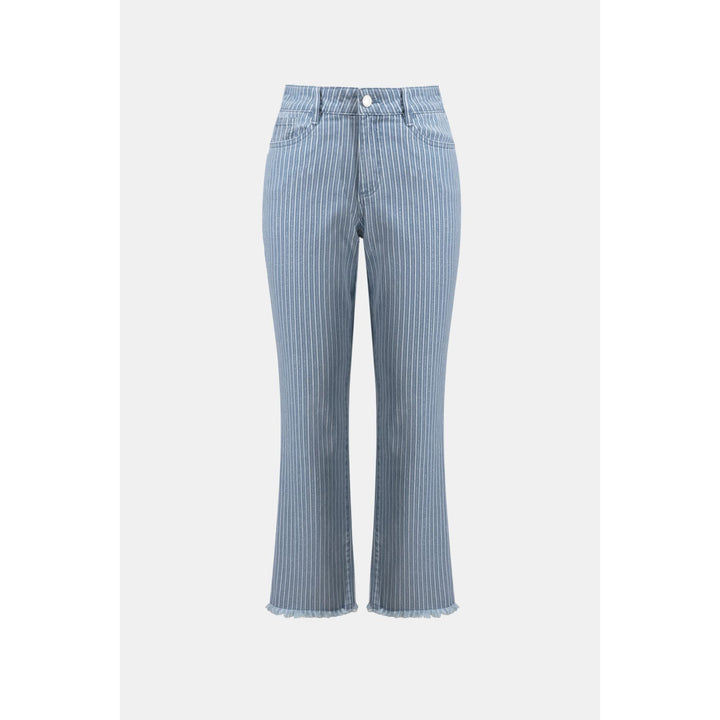 Cotton Denim Stripe Print Straight Jean