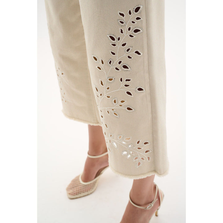 Repreve® Denim Wide Leg Crop Jeans With Embroidery