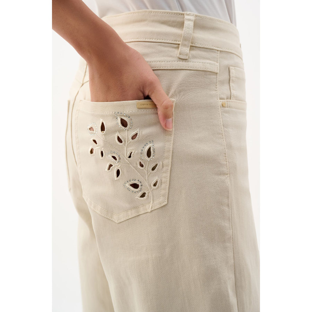 Repreve® Denim Wide Leg Crop Jeans With Embroidery