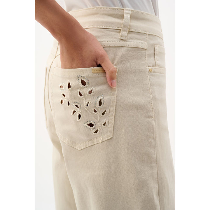 Repreve® Denim Wide Leg Crop Jeans With Embroidery