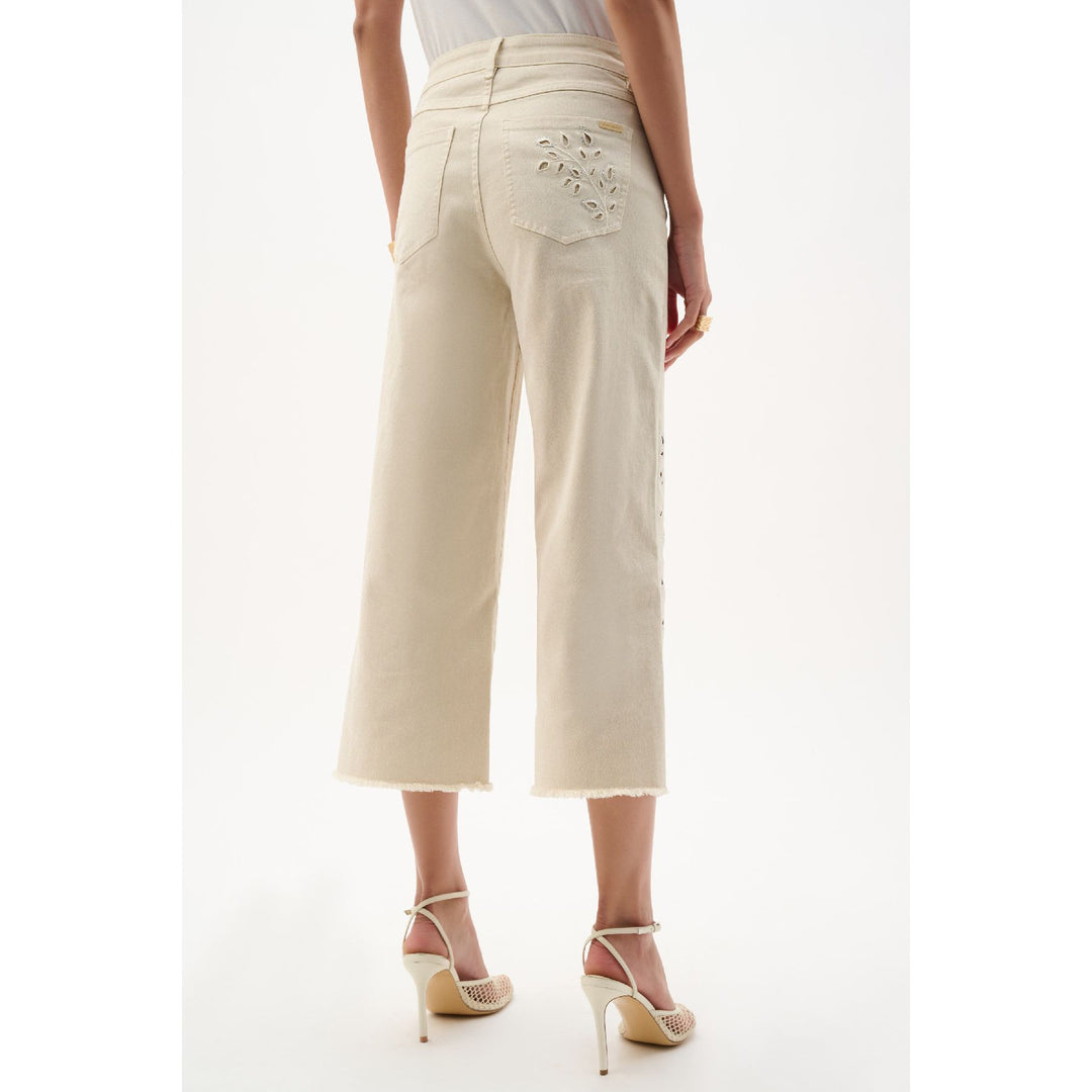 Repreve® Denim Wide Leg Crop Jeans With Embroidery