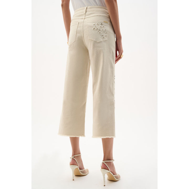 Repreve® Denim Wide Leg Crop Jeans With Embroidery