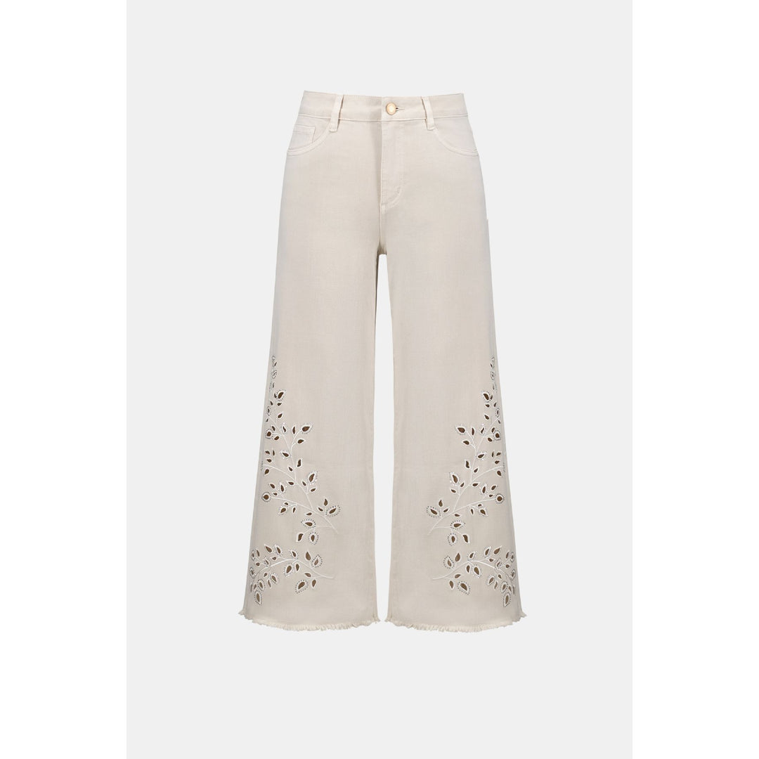 Repreve® Denim Wide Leg Crop Jeans With Embroidery