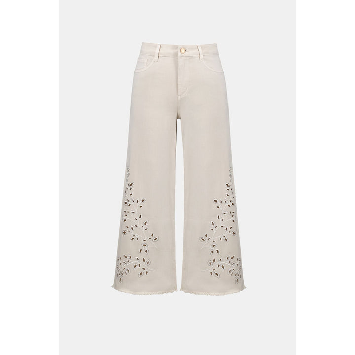 Repreve® Denim Wide Leg Crop Jeans With Embroidery