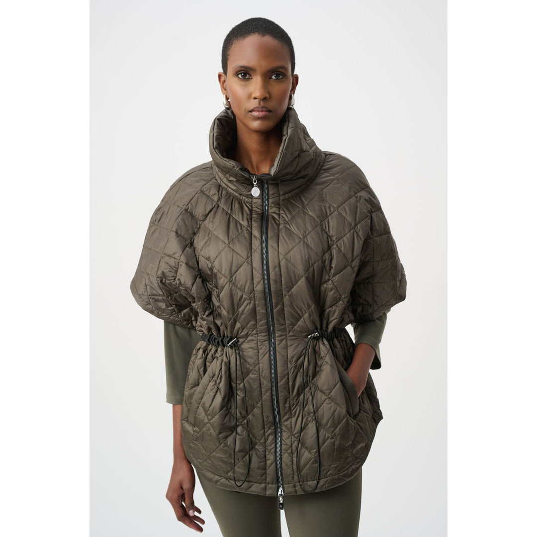Quilted Nylon Shawl-Neck Boxy Vest