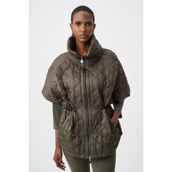 Quilted Nylon Shawl-Neck Boxy Vest