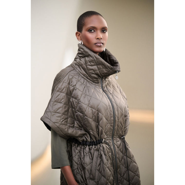 Quilted Nylon Shawl-Neck Boxy Vest