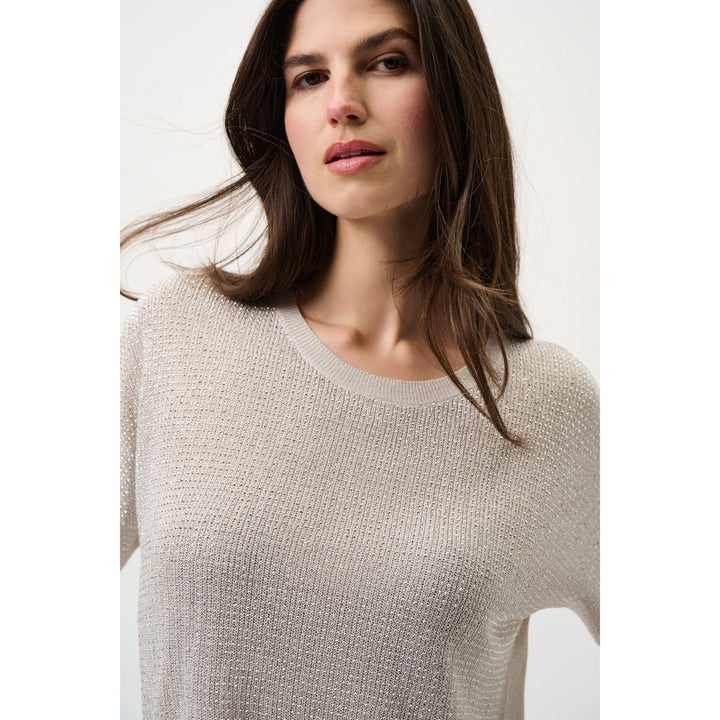 Metallic Knitted T-shirt w/ Rhinestones