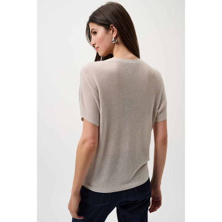 Metallic Knitted T-shirt w/ Rhinestones