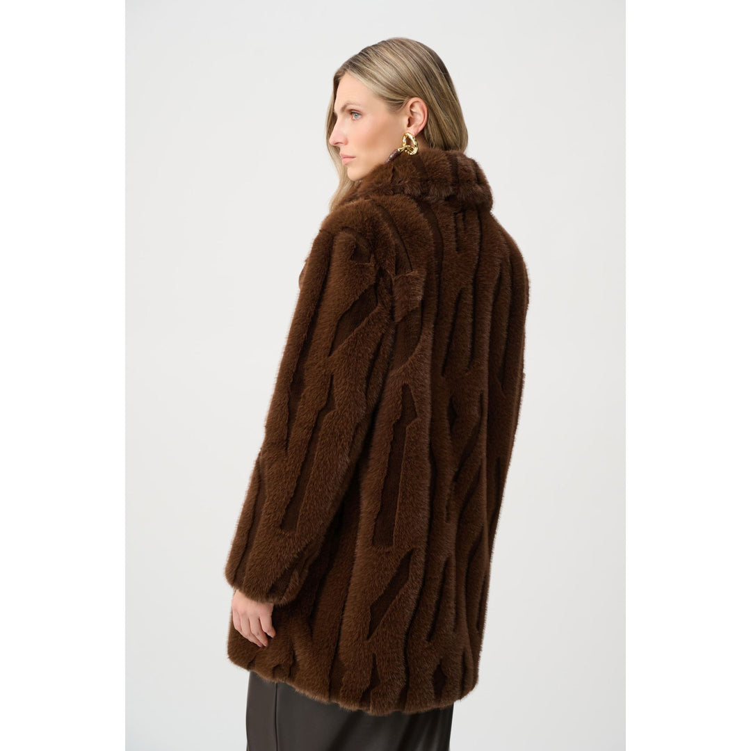 Textured Faux Fur Notch Collar Coat