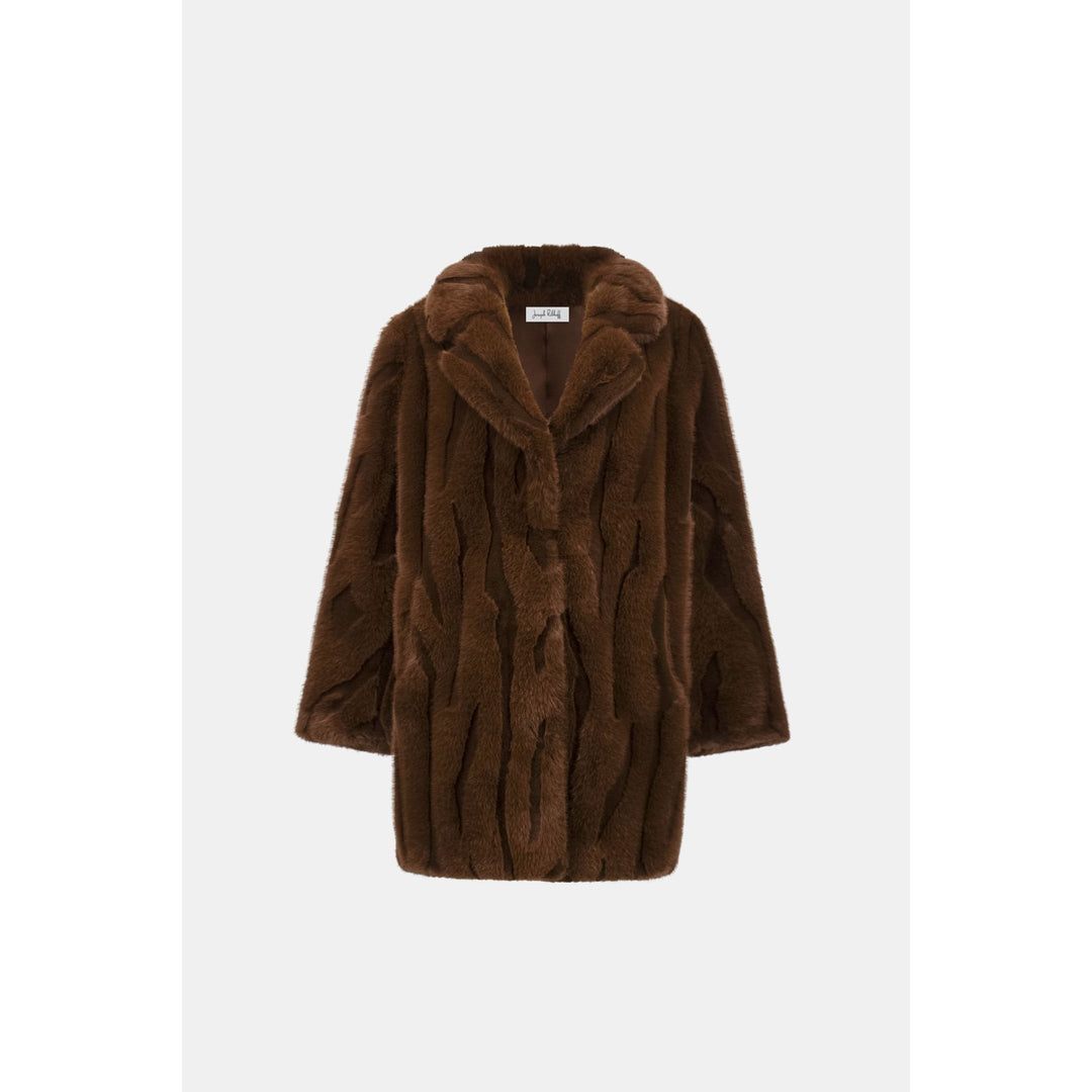 Textured Faux Fur Notch Collar Coat