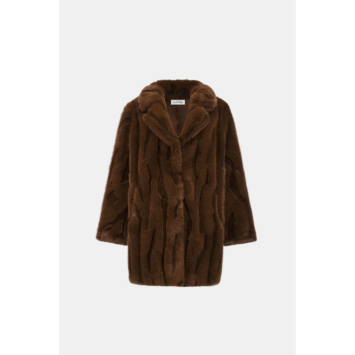 Textured Faux Fur Notch Collar Coat