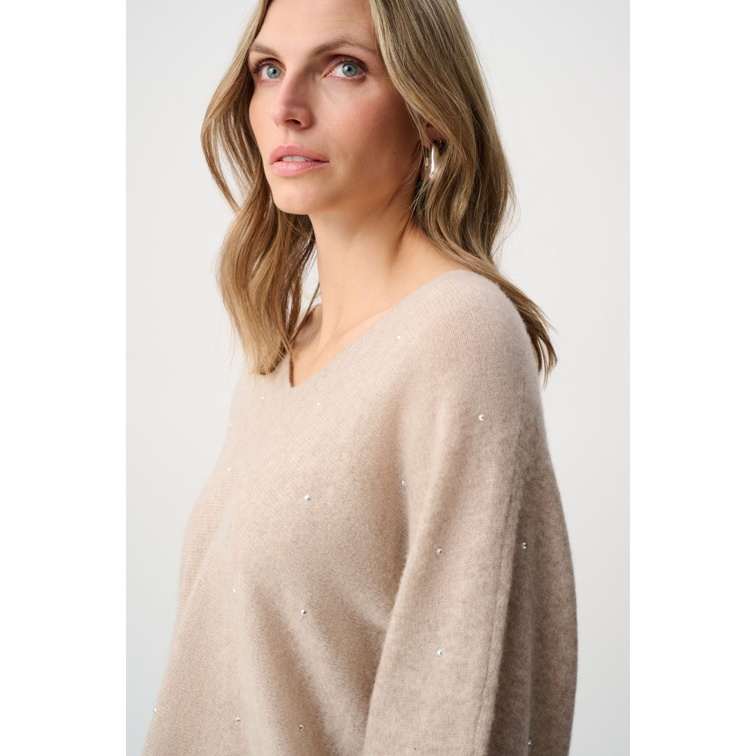 Cashmere Boxy Sweater With Rhinestone Detail