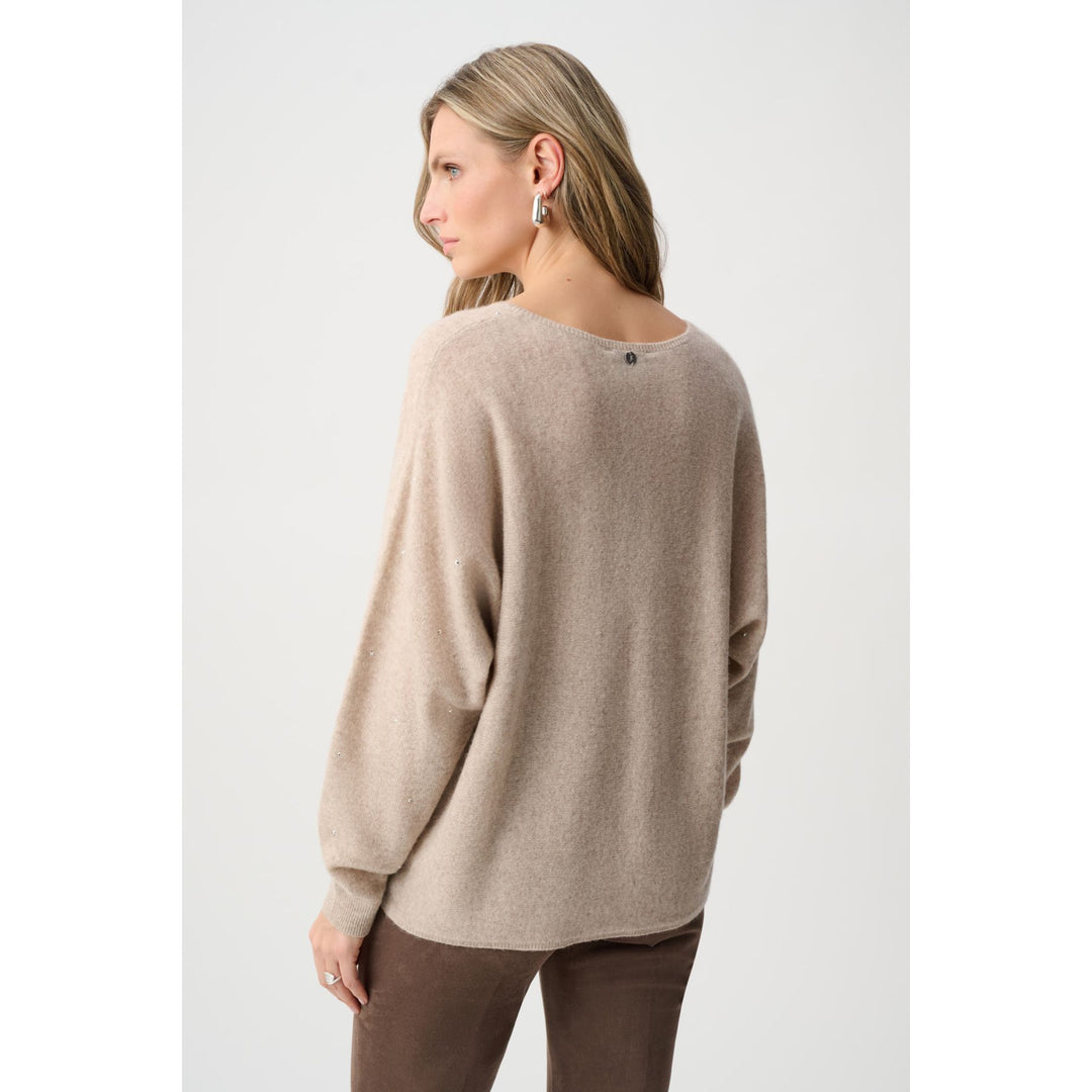 Cashmere Boxy Sweater With Rhinestone Detail