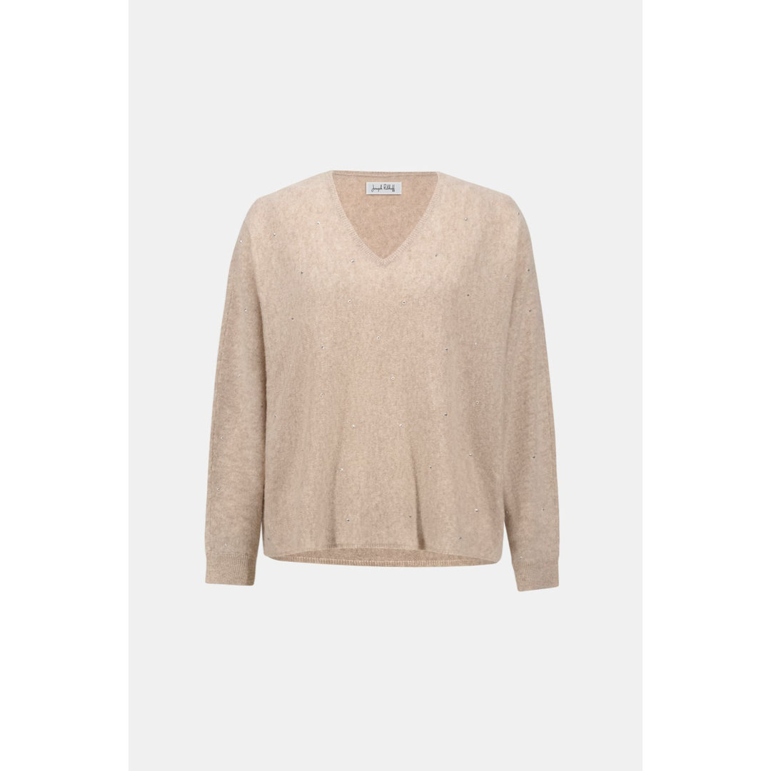 Cashmere Boxy Sweater With Rhinestone Detail