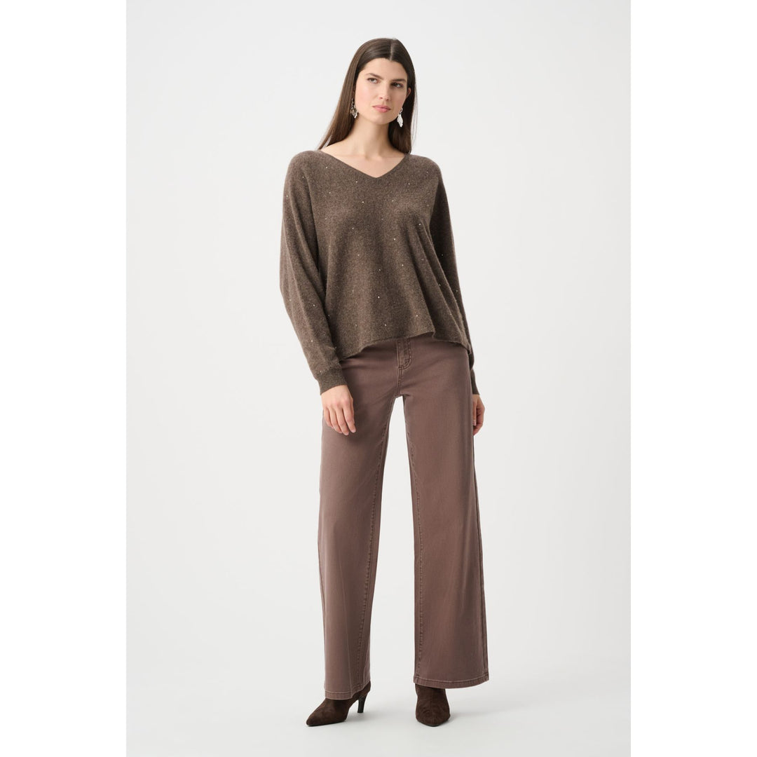Cashmere Boxy Sweater With Rhinestone Detail