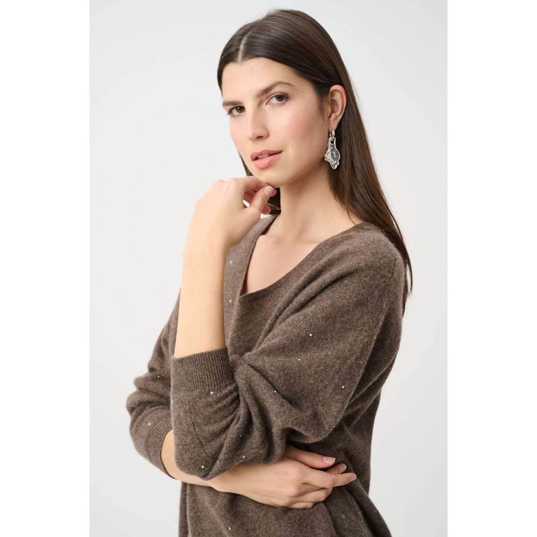 Cashmere Boxy Sweater With Rhinestone Detail