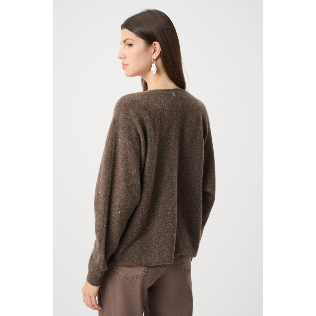 Cashmere Boxy Sweater With Rhinestone Detail