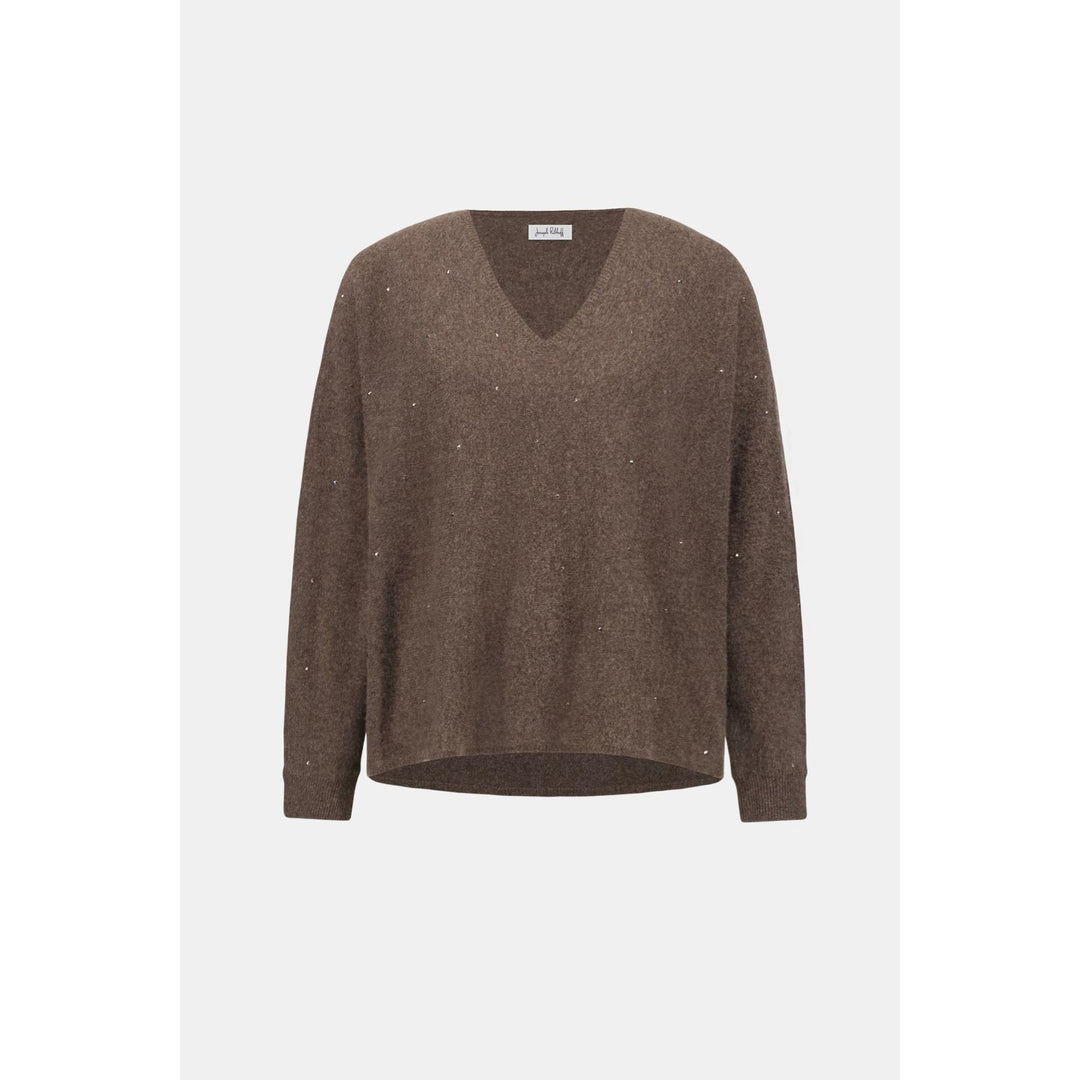 Cashmere Boxy Sweater With Rhinestone Detail