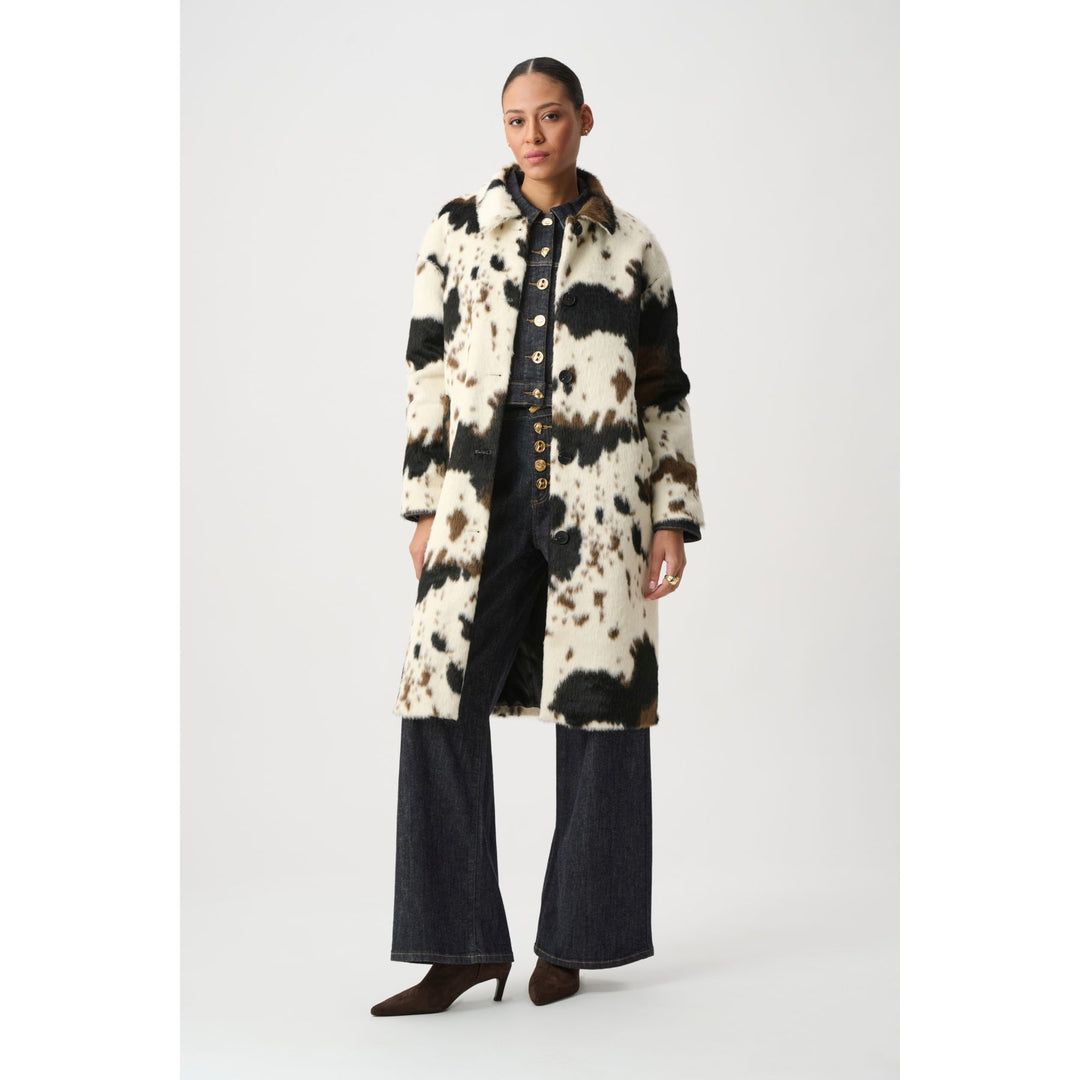 Faux Fur Cow Print Coat