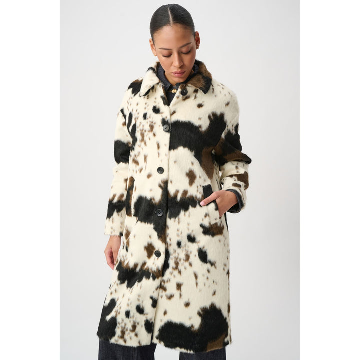 Faux Fur Cow Print Coat
