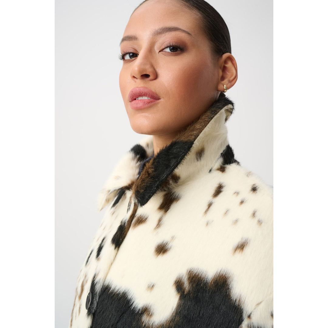 Faux Fur Cow Print Coat