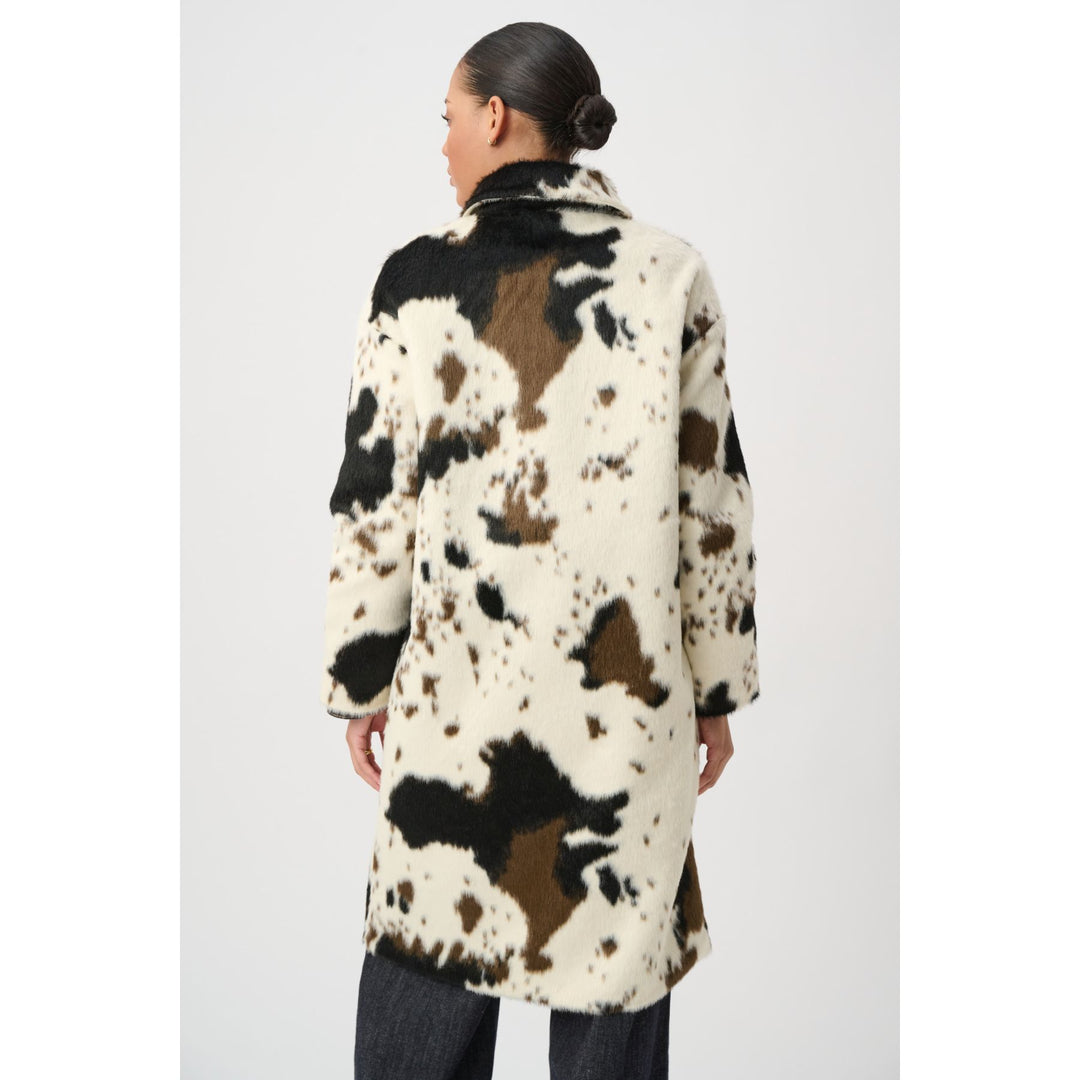 Faux Fur Cow Print Coat