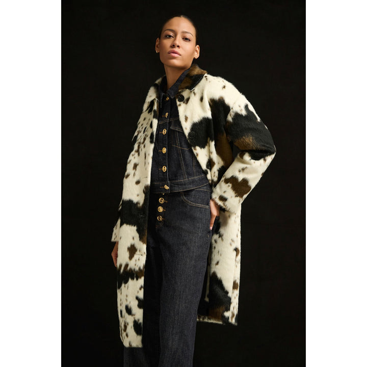 Faux Fur Cow Print Coat