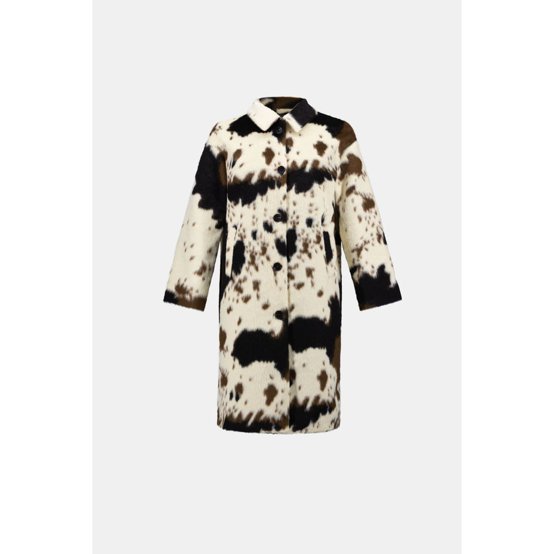 Faux Fur Cow Print Coat