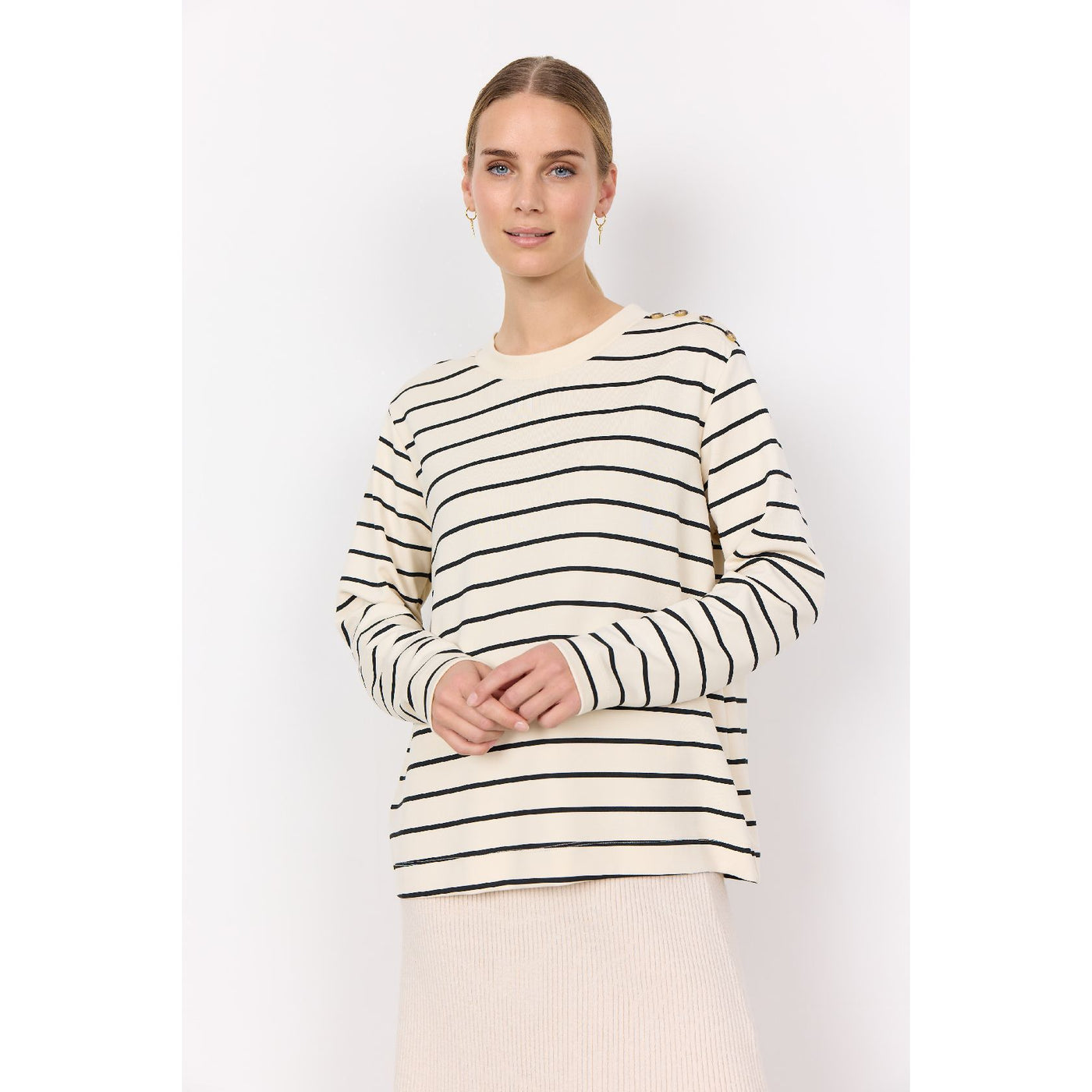 Barni Striped Sweater w/ Button Detail