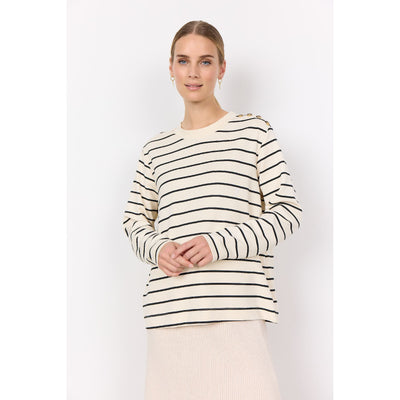 Barni Striped Sweater w/ Button Detail