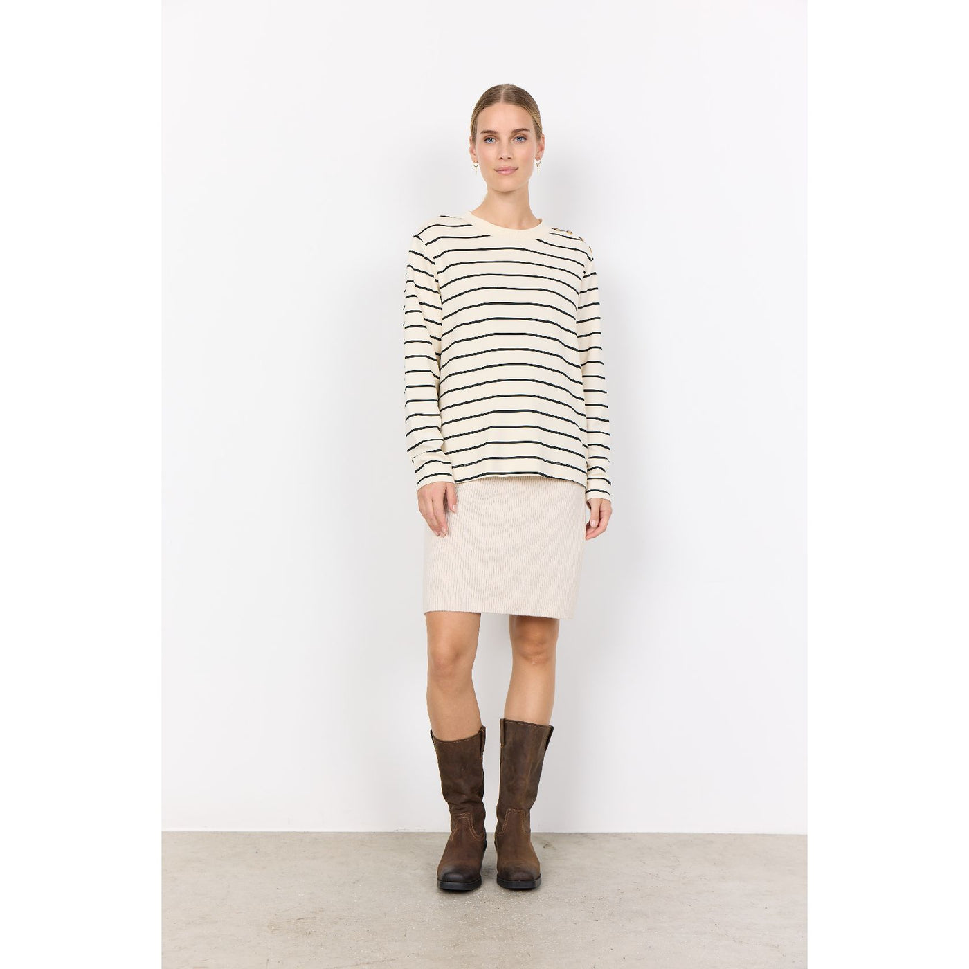 Barni Striped Sweater w/ Button Detail