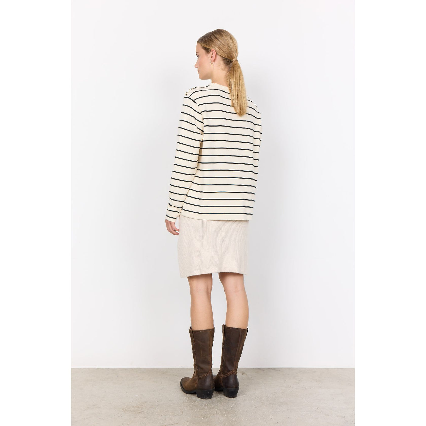 Barni Striped Sweater w/ Button Detail