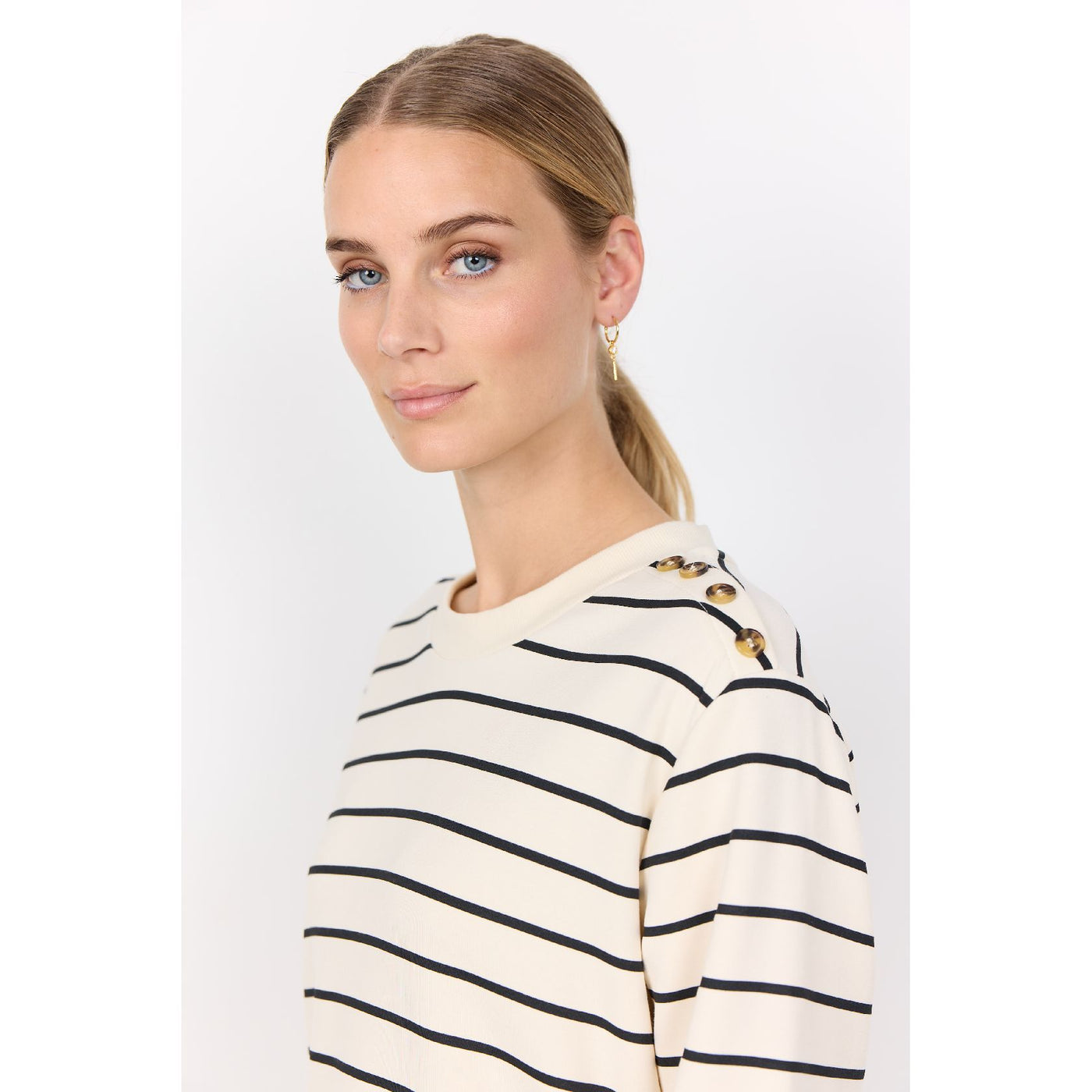 Barni Striped Sweater w/ Button Detail